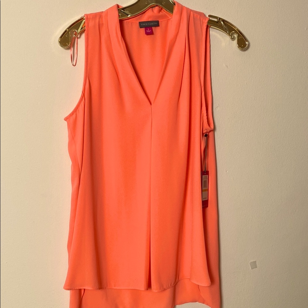 Vince Camuto Orange Sleeveless Blouse with Layered Design